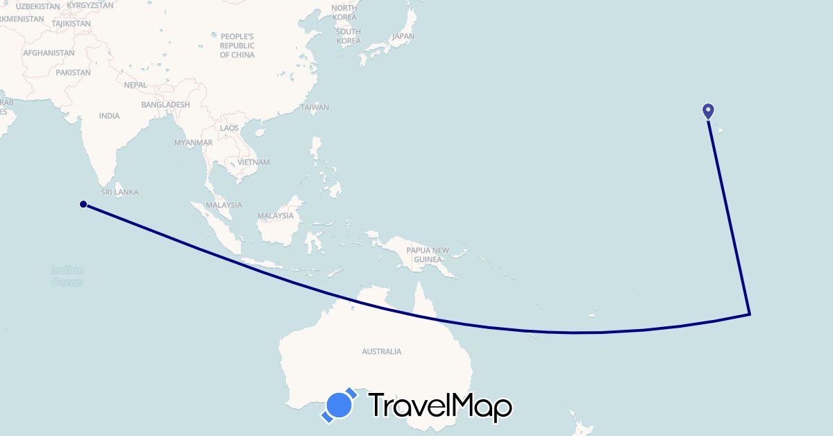 TravelMap itinerary: driving in France, Maldives, United States (Asia, Europe, North America)